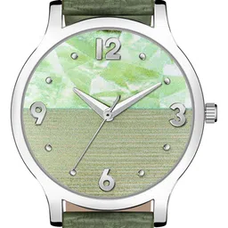 VIRAKTI Women Brass Embellished Dial & Leather Straps Analogue Watch F-75-GREEN-P. image 3