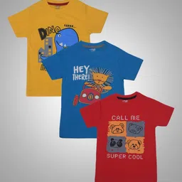 Dollar Champion Kidswear Boys Pack Of 3 Graphic Printed Round Neck Cotton T-Shirts-picture-36