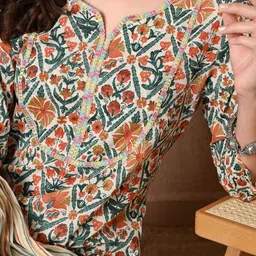 Anouk Mirage Women Ethnic Motifs Printed Regular Pure Cotton Kurta with Trousers & With Dupatta image 5