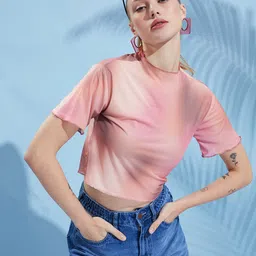 DressBerry Women Tie and Dye High Neck Crop Top-image-57