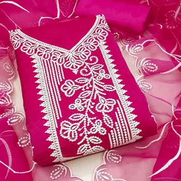 HERE&NOW Embroidered Organza Unstitched Dress Material-picture-39
