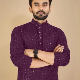 BH FAB Men Purple Cotton Kurtas-picture-18