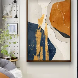 Artsense Beige & Teal Blue Canvas Wall Art-picture-23