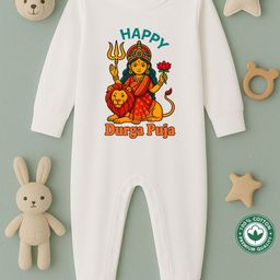 BLUSHES Infants Durga Puja Printed Pure Cotton Romper-picture-19