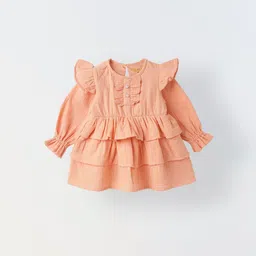 SPUNKIES Girls Cuffed Sleeve Fit and Flare Layered Cotton Dress-picture-34