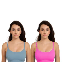 samvar Women Cotton Blue,Pink Non Padded Non-Wired Lingerie Bra Sport wear Gym Crop Tank Top-picture-48