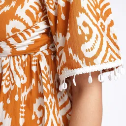 fusion by glitchez Ethnic Motifs Printed Styled Back Tiered A-Line Dress image 5