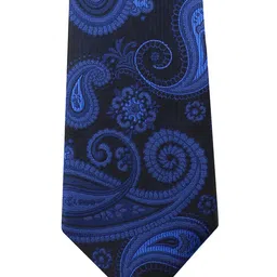 kavove KOVOVE Men Black & Blue Printed Broad Tie image 3