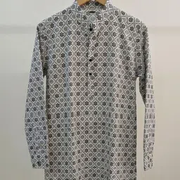 Bought First Men Geometric Printed Indie Prints Kurta image 2