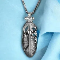 P. R. PRINTS Silver-Plated Stainless Steel Takahashi Goro Feather Pendant With Chain-picture-19