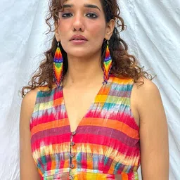 Chidiyaa Colourblocked Printed Cotton Crop Top-image-1