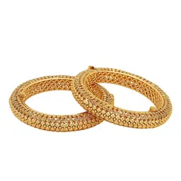 House of Pataudi Set Of 2 Gold Plated Textured Bangles image 5