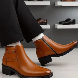 Bxxy Men's 2 Inch Height Increasing High Heel Ankle Chelsea Boots-picture-37