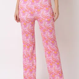 SPYKAR Women Abstract Printed Cotton Tapered Fit Trousers-picture-12