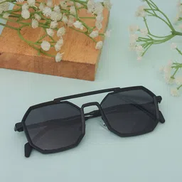 SPADEACES Unisex Octagon Sunglasses with UV Protected Lens FULL BLACK HEXAGUN-344-picture-27