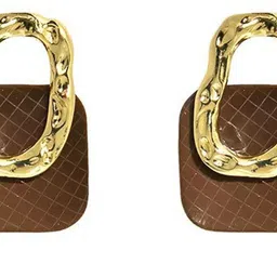 KRENOZ Gold Plated Geometric Shaped Textured Studs image 2