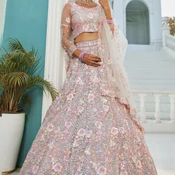 panchhi Embroidered Sequinned Semi-Stitched Lehenga & Unstitched Blouse With Dupatta-picture-30