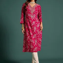 Anouk Women Paisley Print Embroidered Straight Kurta-image-74