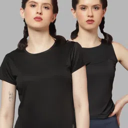 Friskers Women Pack Of 2 Solid Round Neck T-shirts-image-97