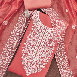 SHADOW & SAINING Embroidered Chanderi Cotton Semi-Stitched Dress Material-picture-33