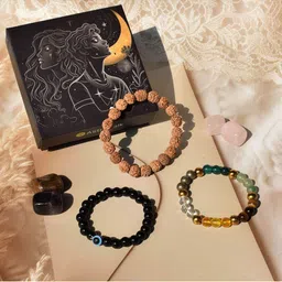 Astrotalk Unisex Set Of 3 Maha Dhan Yog Crystals Elasticated Bracelets image 3