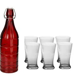 1ST TIME Red & Transparent Glass Solid Water Bottle-picture-38