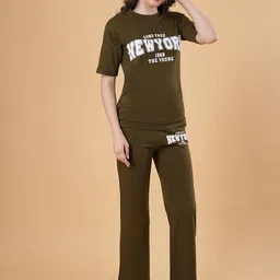 NEYSA Women Printed Pure Cotton T-Shirt & Trouser Night Suit Set image 3