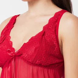 NOIRA Net V-Neck Self Design Baby Doll image 2