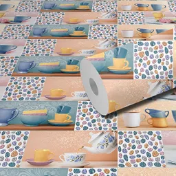 WallDaddy Orange & Blue 3D Printed Self Adhesive Wallpaper-picture-7