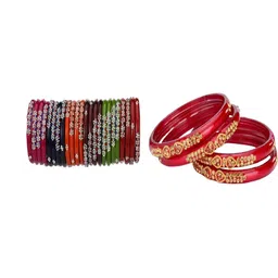 SOMIL Set Of 28 Artificial Stones Studded Ethnic Bangles-picture-10