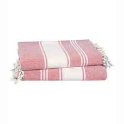 LANE LINEN Rose & White 2 Pieces Striped Pure Cotton Beach Towels-image-82