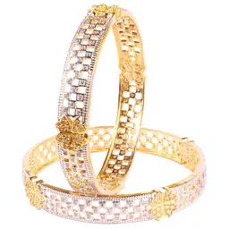 Shiv Jewels Set Of 2 Gold Plated Cubic Zirconia Studded Bangles-picture-38