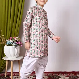 HUMAN CHOICE Boys Multi Dupion Silk Embroidered Kurta & Patiala image 2
