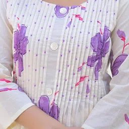 Indo Era Floral Printed Round Neck Pure Cotton Tunic With Palazzo image 2