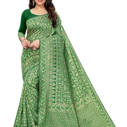 Kevami Fashion Green Poly Silk Kanjeevaram Sarees-image-6