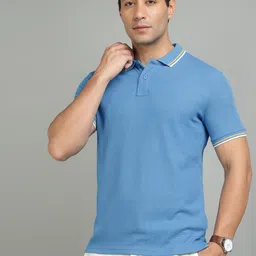 Richlook Men Solid Polo Collar Cotton T-shirt image 4