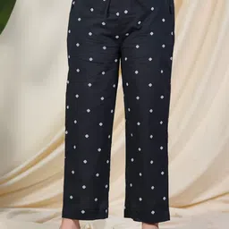 Aramya Women Geometric Printed Monochrome Straight-Fit Cotton Palazzos-image-82