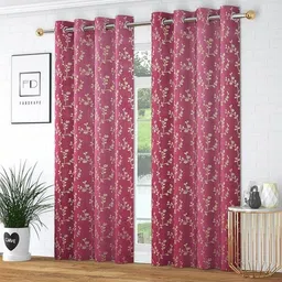 GEET CREATIONS Violet Set of 2 Floral Long Door Curtain image 5