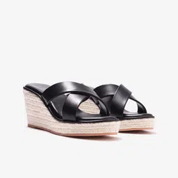 Pair ie Tales Leather Party Wedge Sandals-picture-14