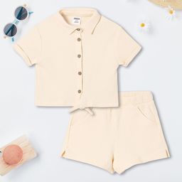 max Girls Self Design Shirt Collar Pure Cotton Shirt With Shorts-picture-38