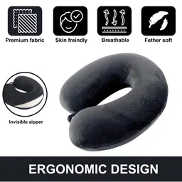 Kuber Industries Grey 5 Pieces U-Shaped Memory Foam Filled Cotton Travel Pillows image 4