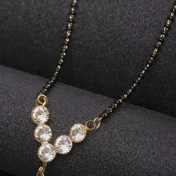 Anouk Gold-Plated Cubic-Zirconia Studded & Beaded Mangalsutra-picture-26