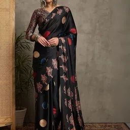 RegalDrapes Ethnic Motifs Satin Saree image 1