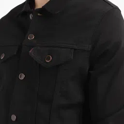 levi's Men's Redloop Solid Black Spread Collar Denim Trucker Jacket image 4