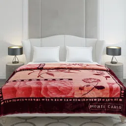 Monte Carlo Marshal Maroon & Pink Printed Heavy Winter 290 GSM Double Bed Blanket image 5