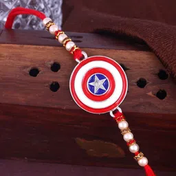 Vighnaharta Stones Studded & Beaded Captain America Thread Rakhi-picture-18