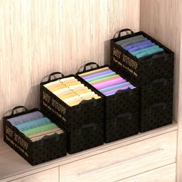 RUBOXA Black 8 Pieces Golden Dot Print Collapsible Foldable Multi-Utility Organisers-picture-35
