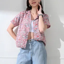 fuback Women Regular Fit Floral Print Casual Shirt image 4