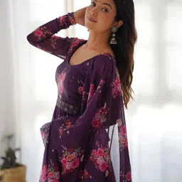 mogal fashion Printed Georgette Stitched Anarkali Gown image 3