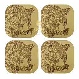 DULI Gold Set Of 4 Leopard Printed Coasters image 3